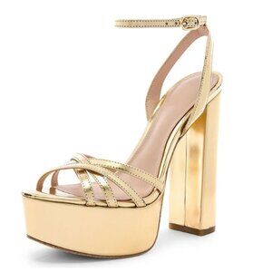 FSJ Gold Platform Sandals